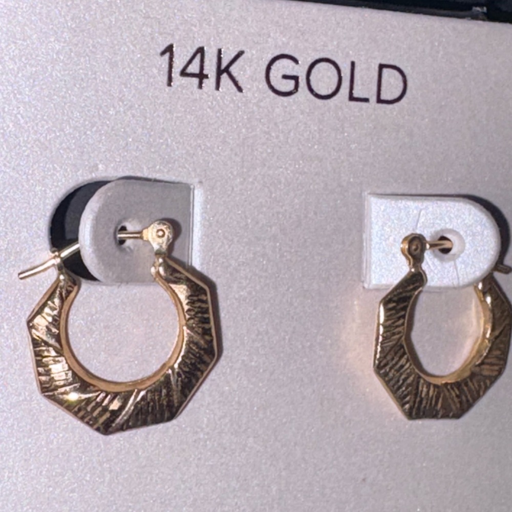 Geometric 14K Gold Small Hoop Earrings